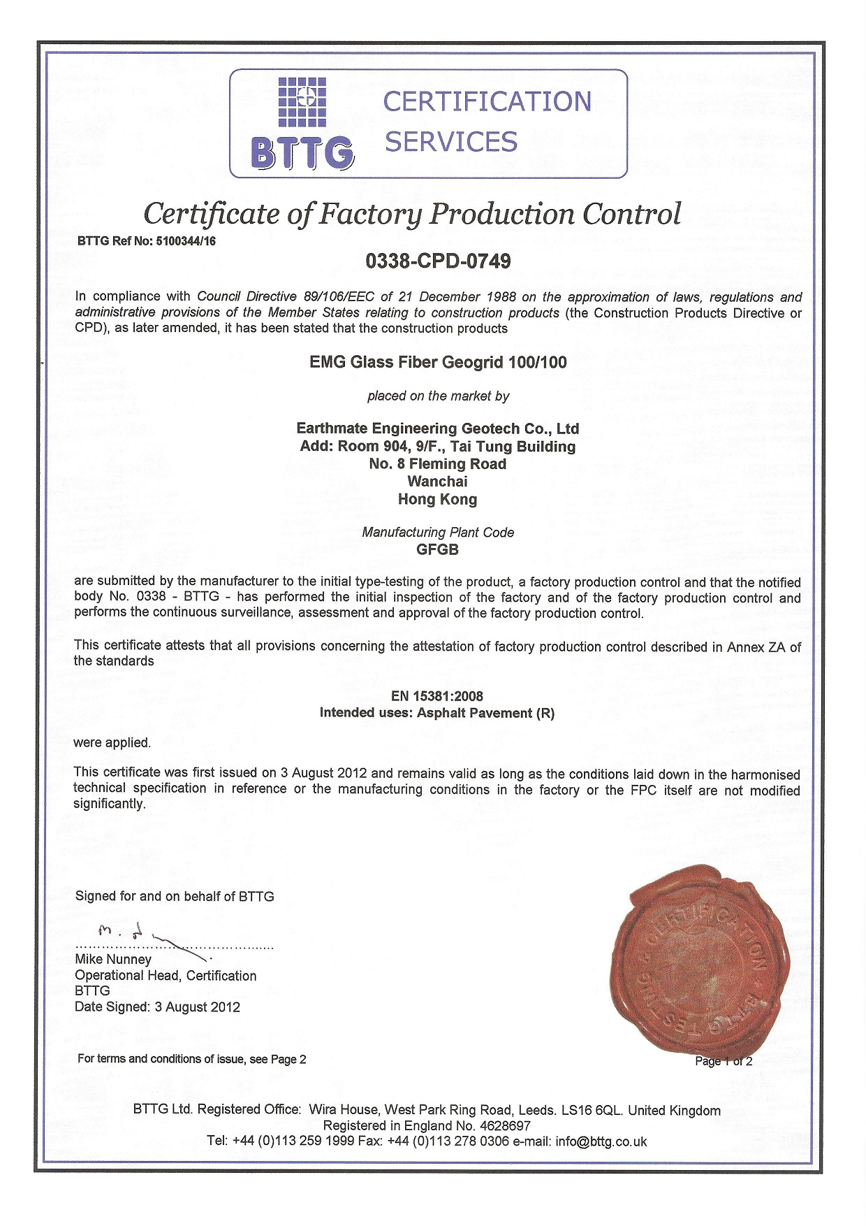 CE COC| BTTG | GLASTEX